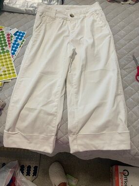 Maurices White Wide-Leg Cuffed Kids Pants